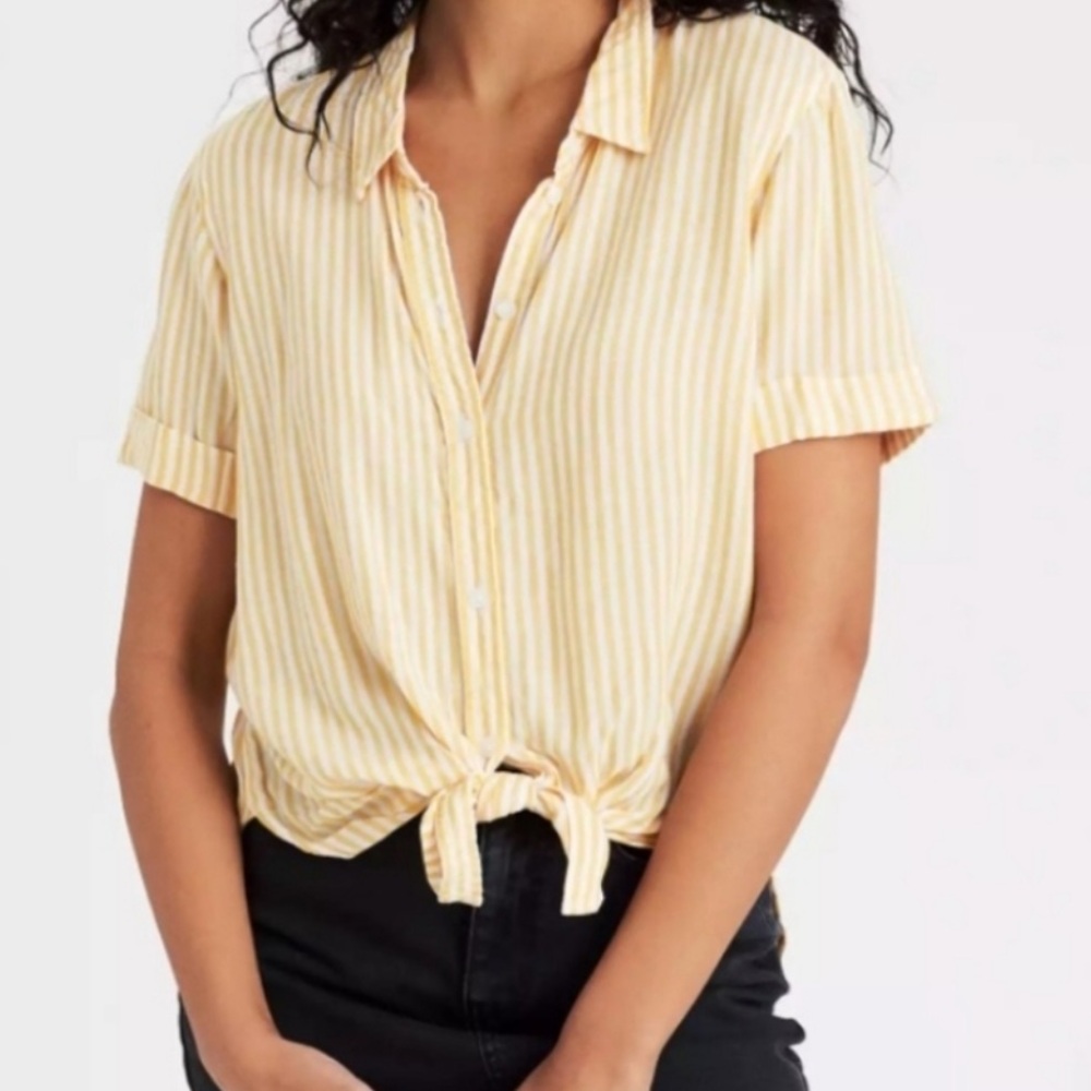 American Eagle Yellow Striped Top